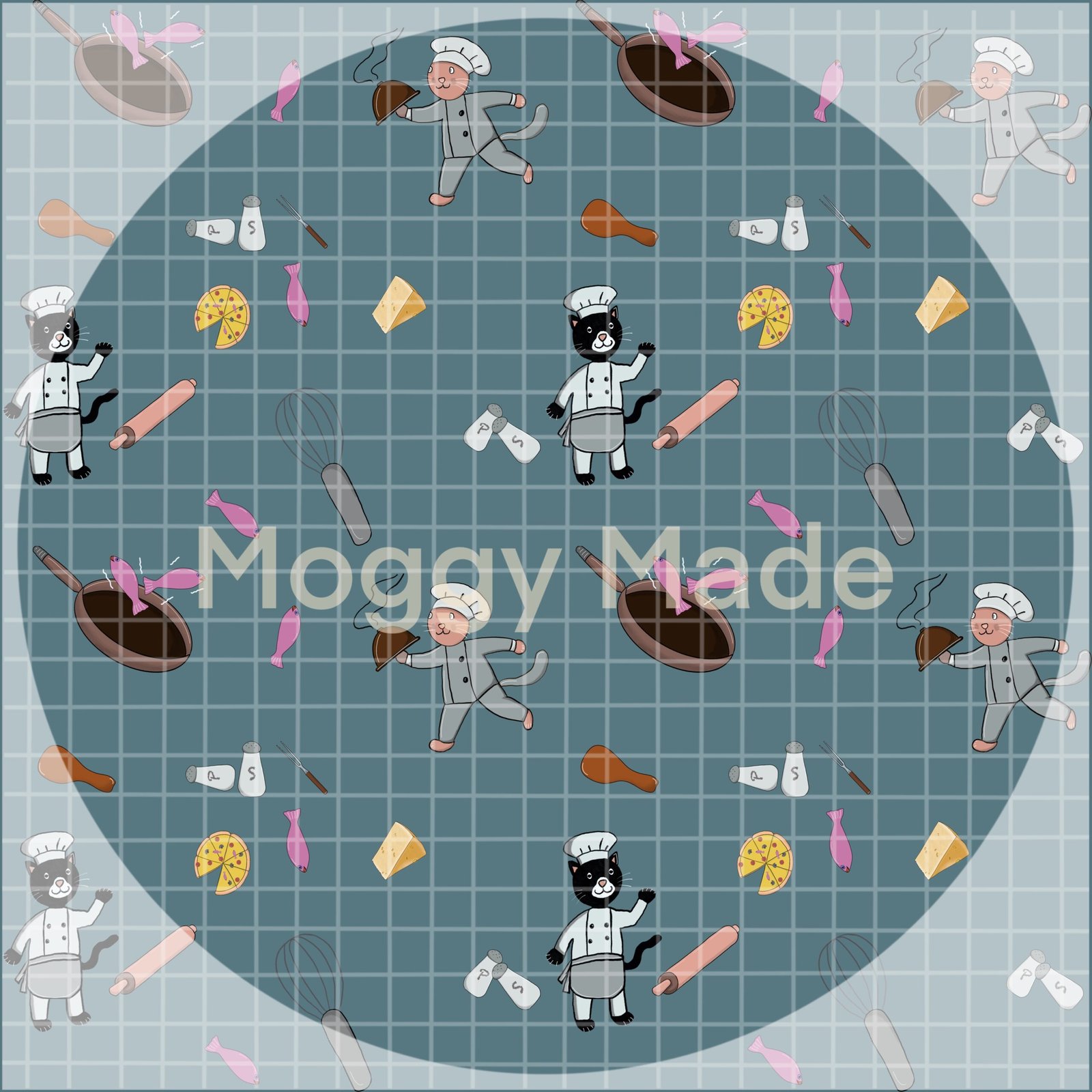 chef cats seamless file in slate colour by moggymade