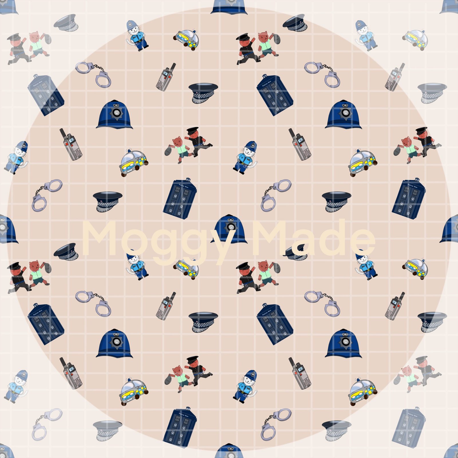 police cats seamless file in cream by moggymade