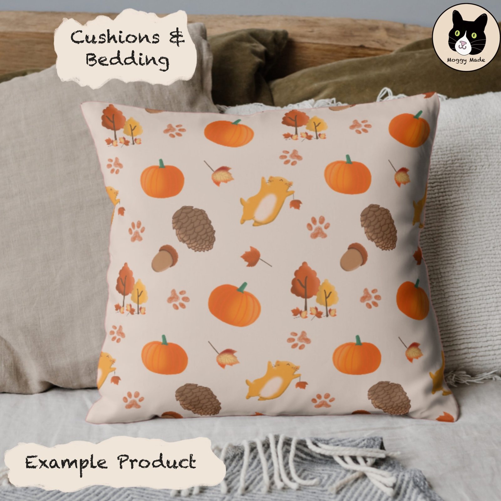 Autumn cats on cushion by moggymade