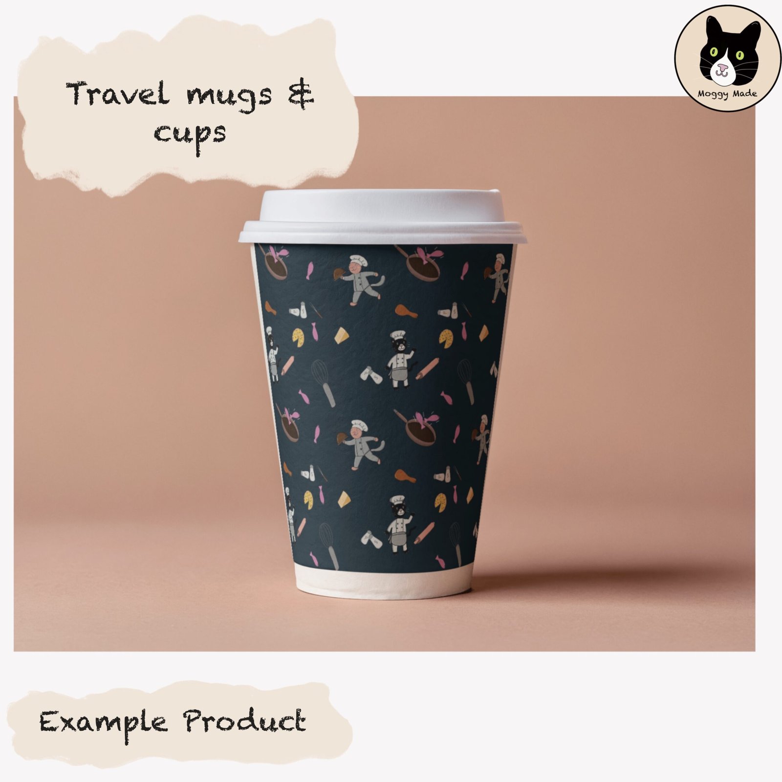 image of chef cats on a travel mug by moggymade