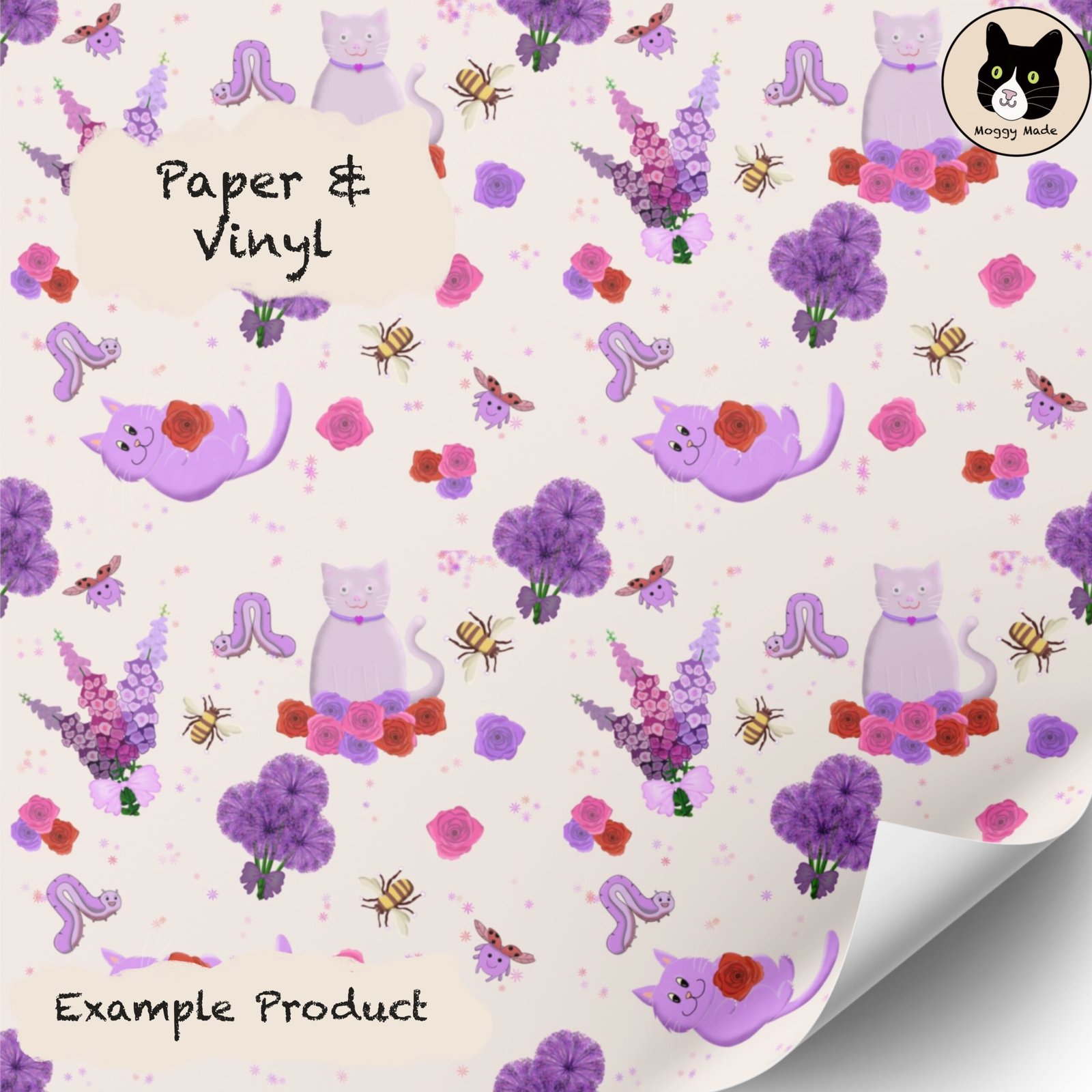 image of summer flower cats on paper by moggymade