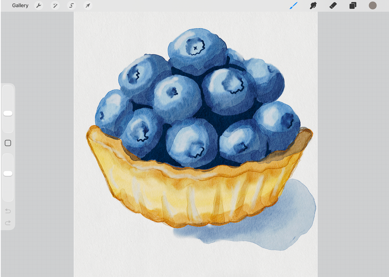 Blueberry watercolour by Moggy Made inspired by Artsy Cola image of blueberry design by Moggy Made after following tutorial by Artsy Lola