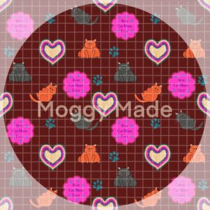 Seamless pattern of best cat mum in burgundy