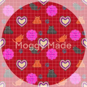 Seamless pattern of best cat mum in red