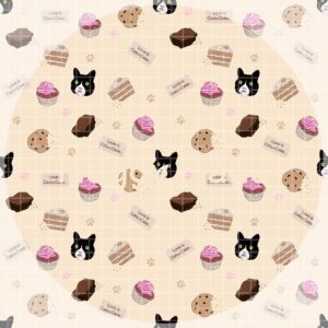 seamless file of cakes and cats in cream colour