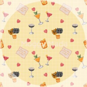 image of cats and cocktails with lemon background
