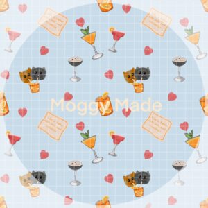 image of cats and cocktails with blue background