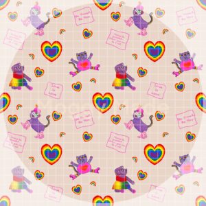 image of cats celebrating pride and lgbtq in cream colour theme