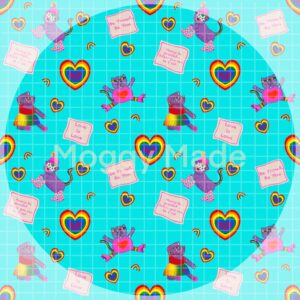 image of cats celebrating pride and lgbtq in turquoise colour theme