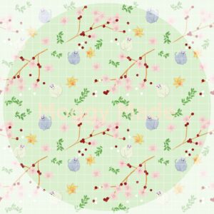 image of a cats and spring time inspired seamless pattern by Moggy Made