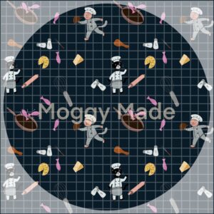 chef cat seamless file in deep blue by moggymade