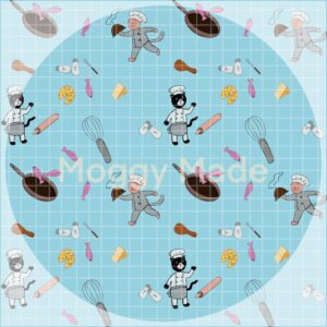 chef cat seamless file in light blue by moggymade