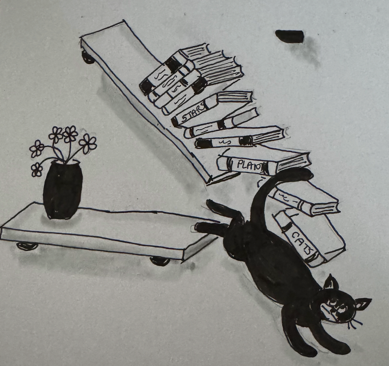 image of an inktober 2025 cat leaping illustration by moggy made